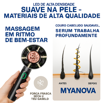 Massajador para couro cabeludo com luz vermelha